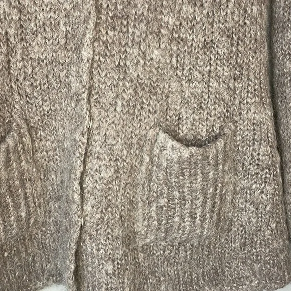 LAURIE B WOOL SOFT BROWN LONG SLEEVE SNAP BUTTON COLLARED CARDIGAN SWEATER, M - Picture 5 of 8